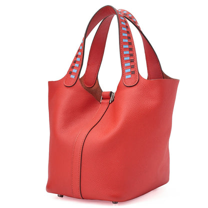 HERMES Picotan Lock PM Handbag Epson Rose Jaipur Silver-Tone Hardware, Pre-Owned