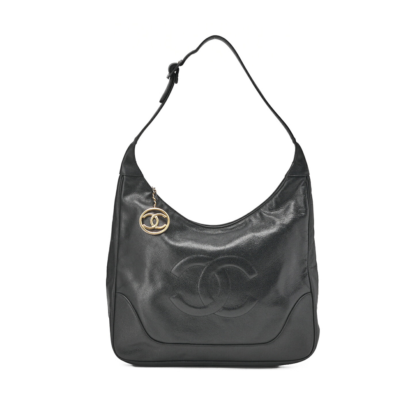 CHANEL One Shoulder Bag Big Coco Circle Coco Charm Large Size Black Gold-Tone Hardware, Pre-Owned