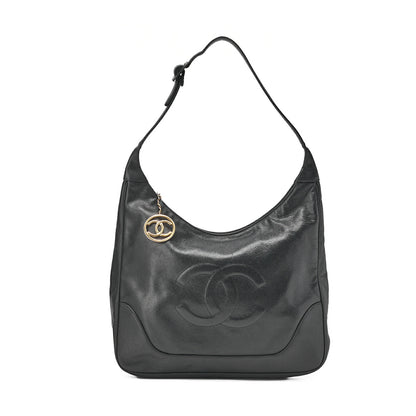 CHANEL One Shoulder Bag Big Coco Circle Coco Charm Large Size Black Gold-Tone Hardware, Pre-Owned