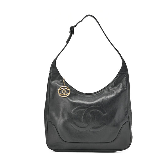 CHANEL One Shoulder Bag Big Coco Circle Coco Charm Large Size Black Gold-Tone Hardware, Pre-Owned