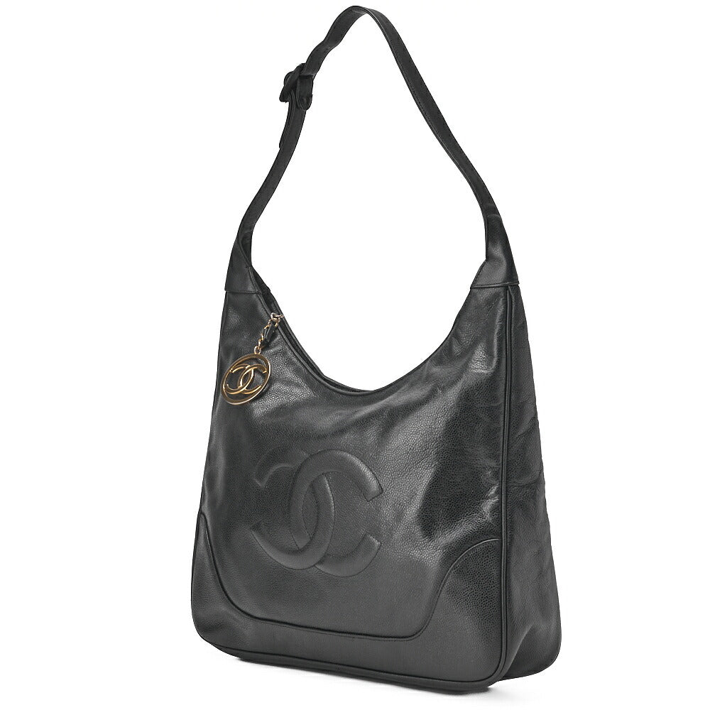 CHANEL One Shoulder Bag Big Coco Circle Coco Charm Large Size Black Gold-Tone Hardware, Pre-Owned