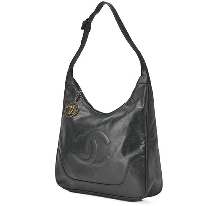 CHANEL One Shoulder Bag Big Coco Circle Coco Charm Large Size Black Gold-Tone Hardware, Pre-Owned