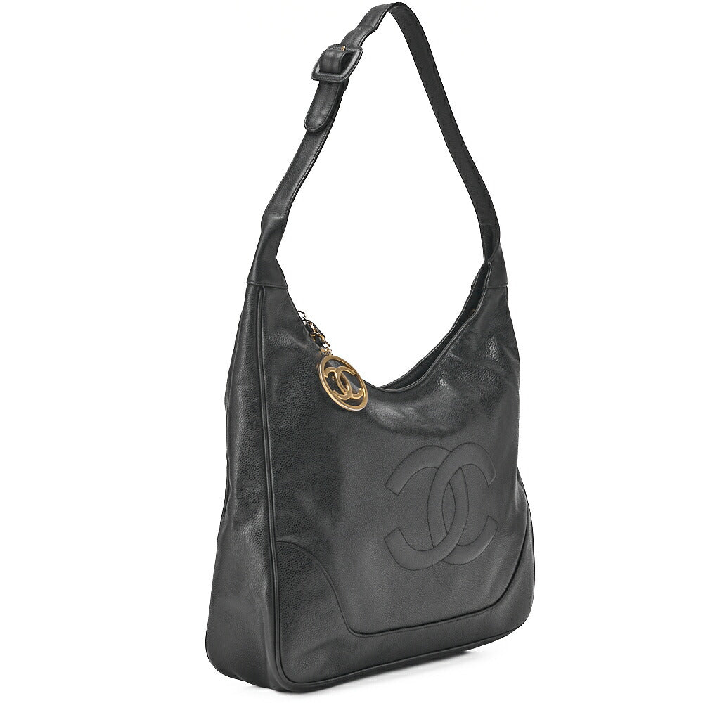CHANEL One Shoulder Bag Big Coco Circle Coco Charm Large Size Black Gold-Tone Hardware, Pre-Owned