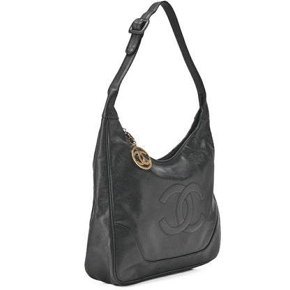 CHANEL One Shoulder Bag Big Coco Circle Coco Charm Large Size Black Gold-Tone Hardware, Pre-Owned