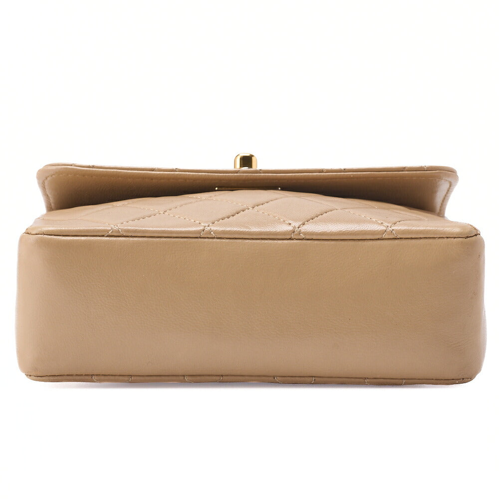 CHANEL Chain Shoulder Bag Mini Mini Matelasse Lambskin Beige Single Flap Turnlock Gold-Tone Hardware, Pre-Owned
