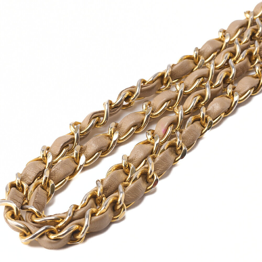 CHANEL Chain Shoulder Bag Mini Mini Matelasse Lambskin Beige Single Flap Turnlock Gold-Tone Hardware, Pre-Owned