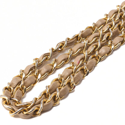 CHANEL Chain Shoulder Bag Mini Mini Matelasse Lambskin Beige Single Flap Turnlock Gold-Tone Hardware, Pre-Owned