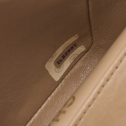 CHANEL Chain Shoulder Bag Mini Mini Matelasse Lambskin Beige Single Flap Turnlock Gold-Tone Hardware, Pre-Owned