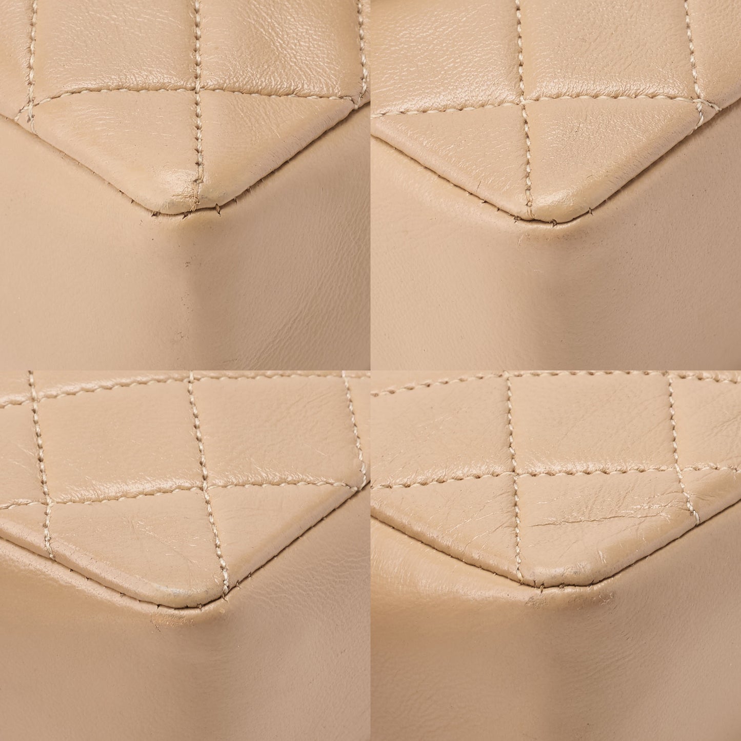 CHANEL Chain Shoulder Bag Mini Mini Matelasse Lambskin Beige Single Flap Turnlock Gold-Tone Hardware, Pre-Owned