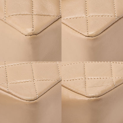 CHANEL Chain Shoulder Bag Mini Mini Matelasse Lambskin Beige Single Flap Turnlock Gold-Tone Hardware, Pre-Owned