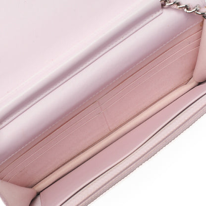 CHANEL Deauville Chain Wallet Straw x Lambskin Pink Silver-Tone Hardware, Pre-Owned