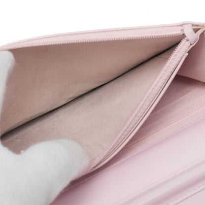 CHANEL Deauville Chain Wallet Straw x Lambskin Pink Silver-Tone Hardware, Pre-Owned