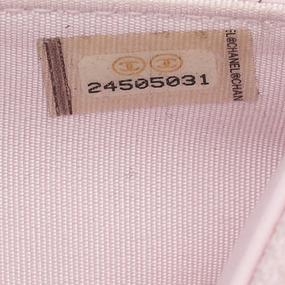 CHANEL Deauville Chain Wallet Straw x Lambskin Pink Silver-Tone Hardware, Pre-Owned