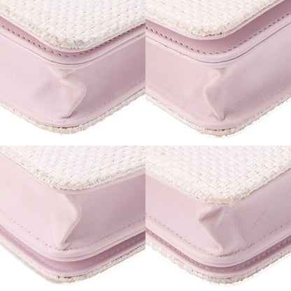 CHANEL Deauville Chain Wallet Straw x Lambskin Pink Silver-Tone Hardware, Pre-Owned