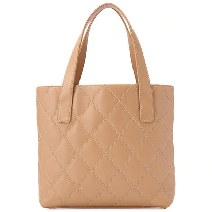 CHANEL Cocomark Wild Stitch Handbag Calfskin Beige Gold-Tone Hardware, Pre-Owned