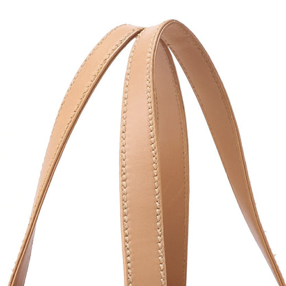 CHANEL Cocomark Wild Stitch Handbag Calfskin Beige Gold-Tone Hardware, Pre-Owned