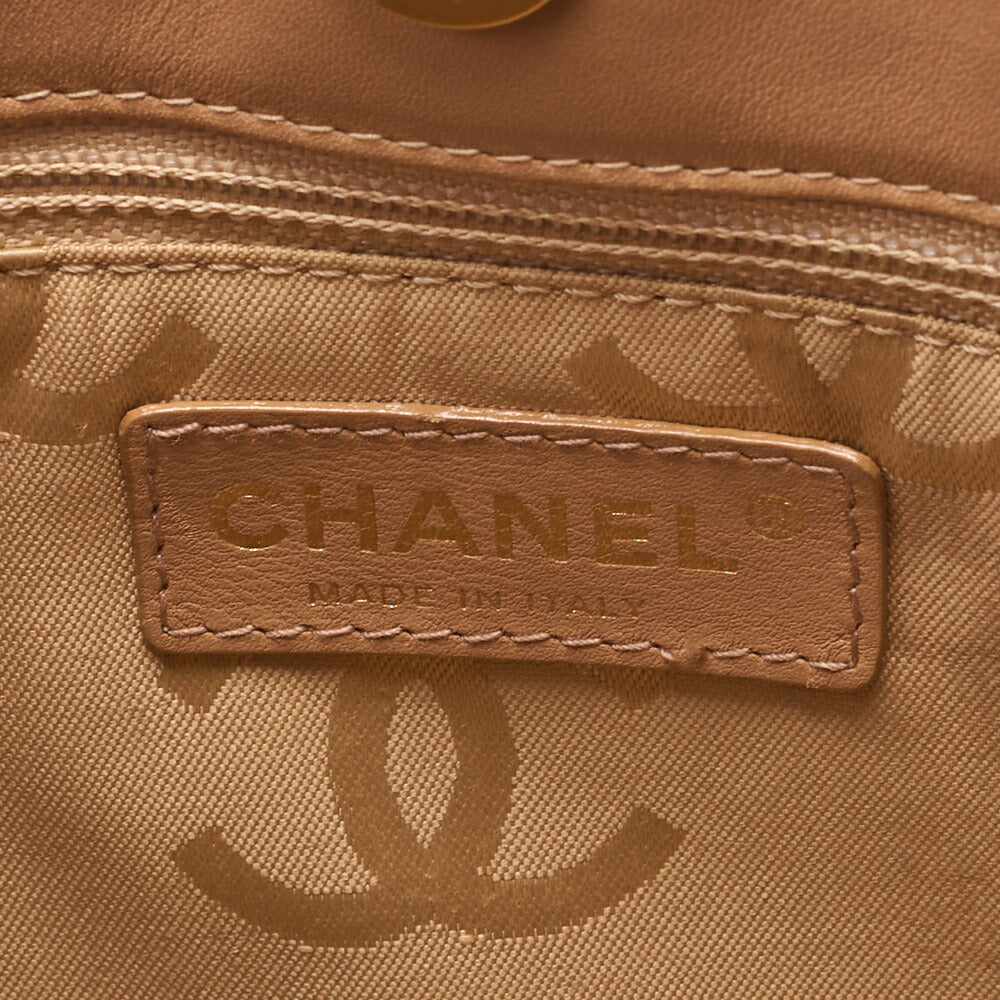 CHANEL Cocomark Wild Stitch Handbag Calfskin Beige Gold-Tone Hardware, Pre-Owned