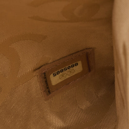 CHANEL Cocomark Wild Stitch Handbag Calfskin Beige Gold-Tone Hardware, Pre-Owned