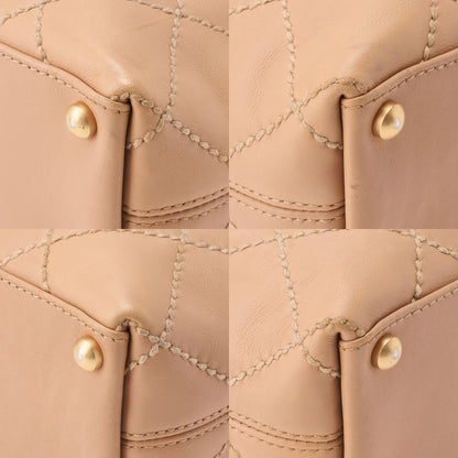 CHANEL Cocomark Wild Stitch Handbag Calfskin Beige Gold-Tone Hardware, Pre-Owned