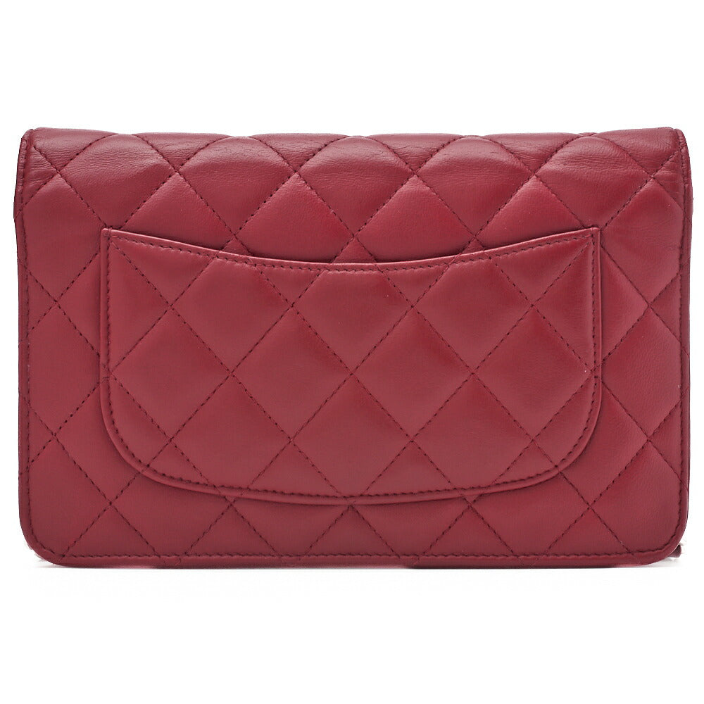 CHANEL Matelasse Chain Wallet Lambskin Red Silver-Tone Hardware, Pre-Owned