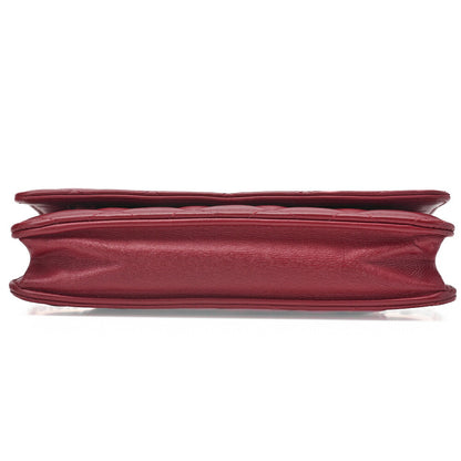 CHANEL Matelasse Chain Wallet Lambskin Red Silver-Tone Hardware, Pre-Owned