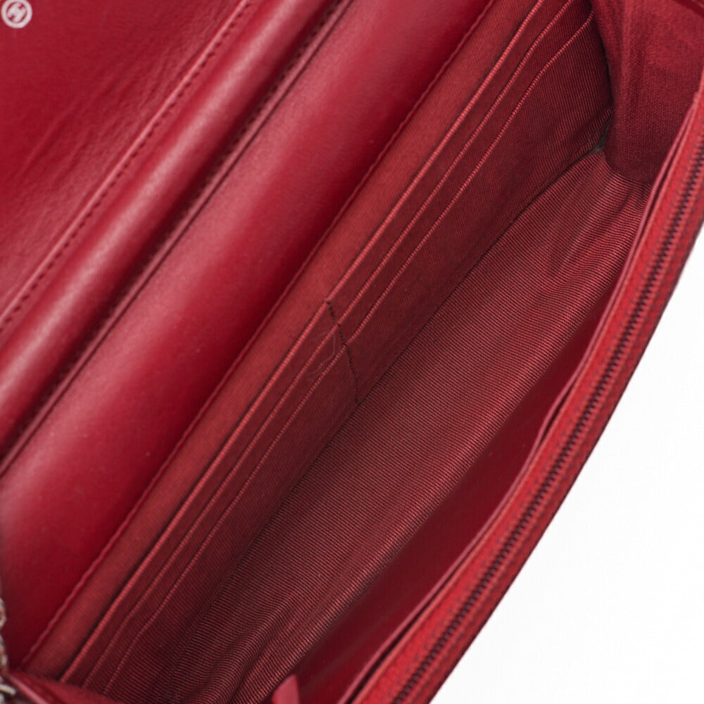 CHANEL Matelasse Chain Wallet Lambskin Red Silver-Tone Hardware, Pre-Owned