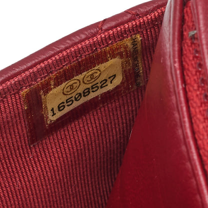 CHANEL Matelasse Chain Wallet Lambskin Red Silver-Tone Hardware, Pre-Owned