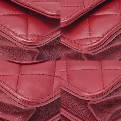 CHANEL Matelasse Chain Wallet Lambskin Red Silver-Tone Hardware, Pre-Owned