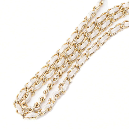 CHANEL Chain Shoulder Matelasse Coco Mark Fringe Lambskin White Gold-Tone Hardware, Pre-Owned