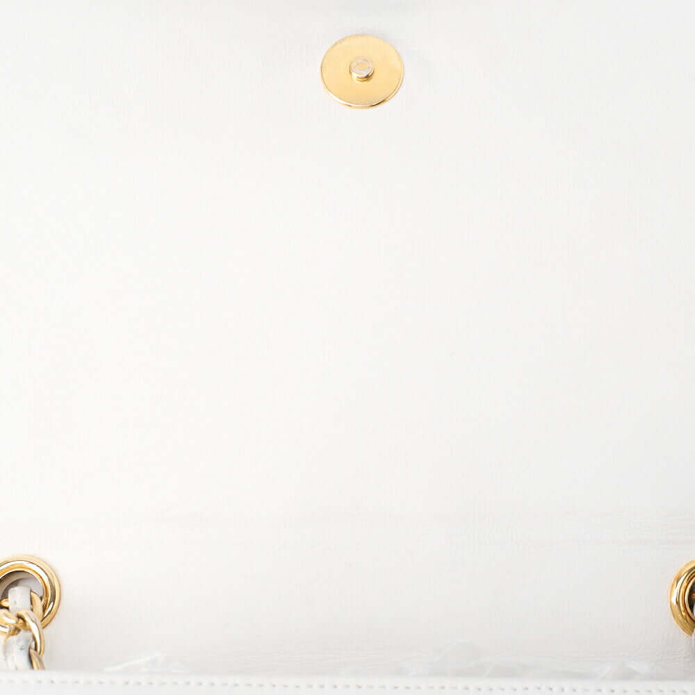 CHANEL Chain Shoulder Matelasse Coco Mark Fringe Lambskin White Gold-Tone Hardware, Pre-Owned