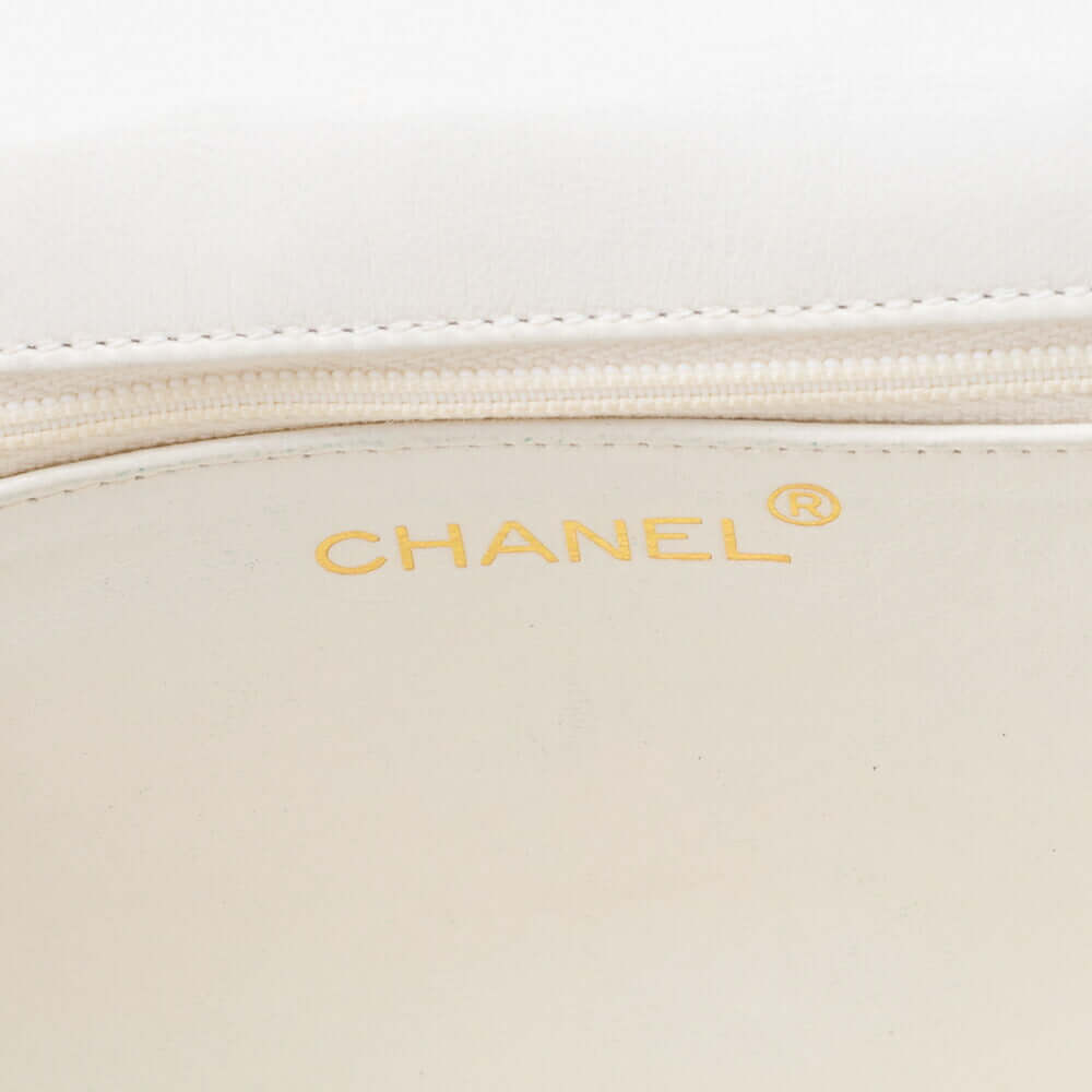 CHANEL Chain Shoulder Matelasse Coco Mark Fringe Lambskin White Gold-Tone Hardware, Pre-Owned