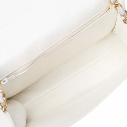 CHANEL Chain Shoulder Matelasse Coco Mark Fringe Lambskin White Gold-Tone Hardware, Pre-Owned