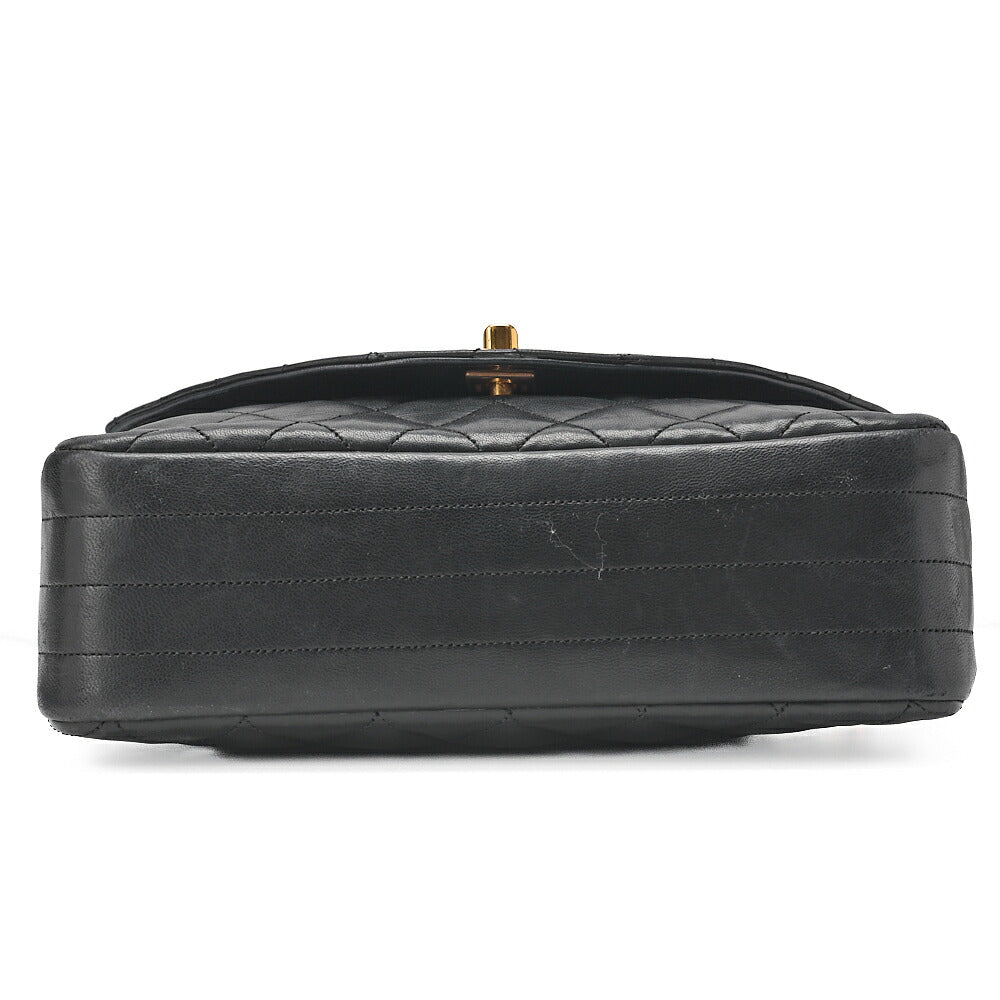 CHANEL Chain Shoulder Bag  Matelasse Lambskin Black Round Flap Turnlock Gold-Tone Hardware, Pre-Owned