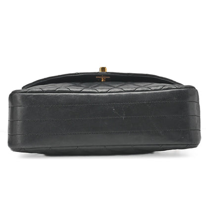 CHANEL Chain Shoulder Bag  Matelasse Lambskin Black Round Flap Turnlock Gold-Tone Hardware, Pre-Owned