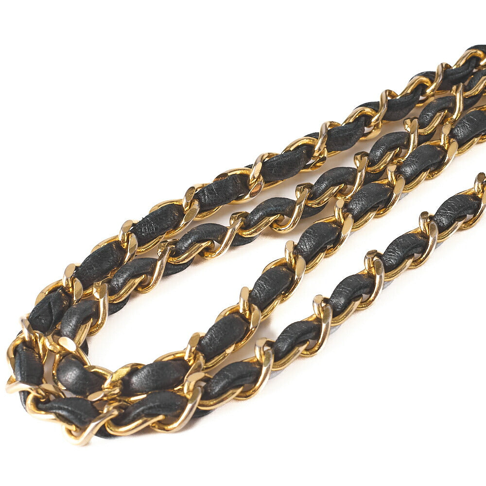 CHANEL Chain Shoulder Bag  Matelasse Lambskin Black Round Flap Turnlock Gold-Tone Hardware, Pre-Owned