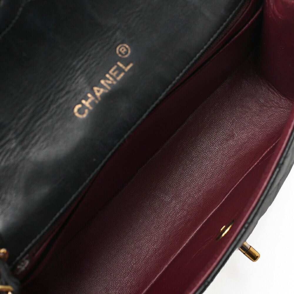 CHANEL Chain Shoulder Bag  Matelasse Lambskin Black Round Flap Turnlock Gold-Tone Hardware, Pre-Owned