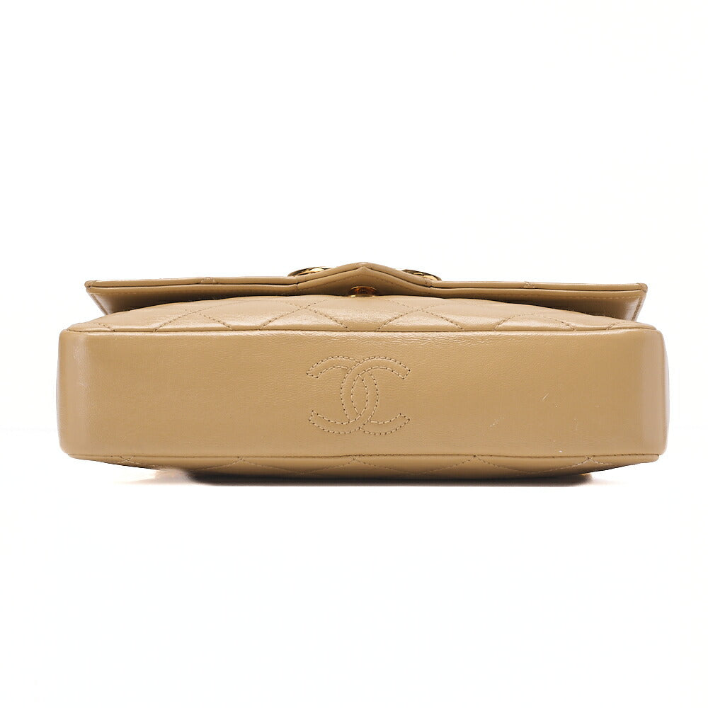 CHANEL Matelasse Big Coco Push Lock Chain Shoulder Bag Lambskin Beige Gold-Tone Hardware, Pre-Owned