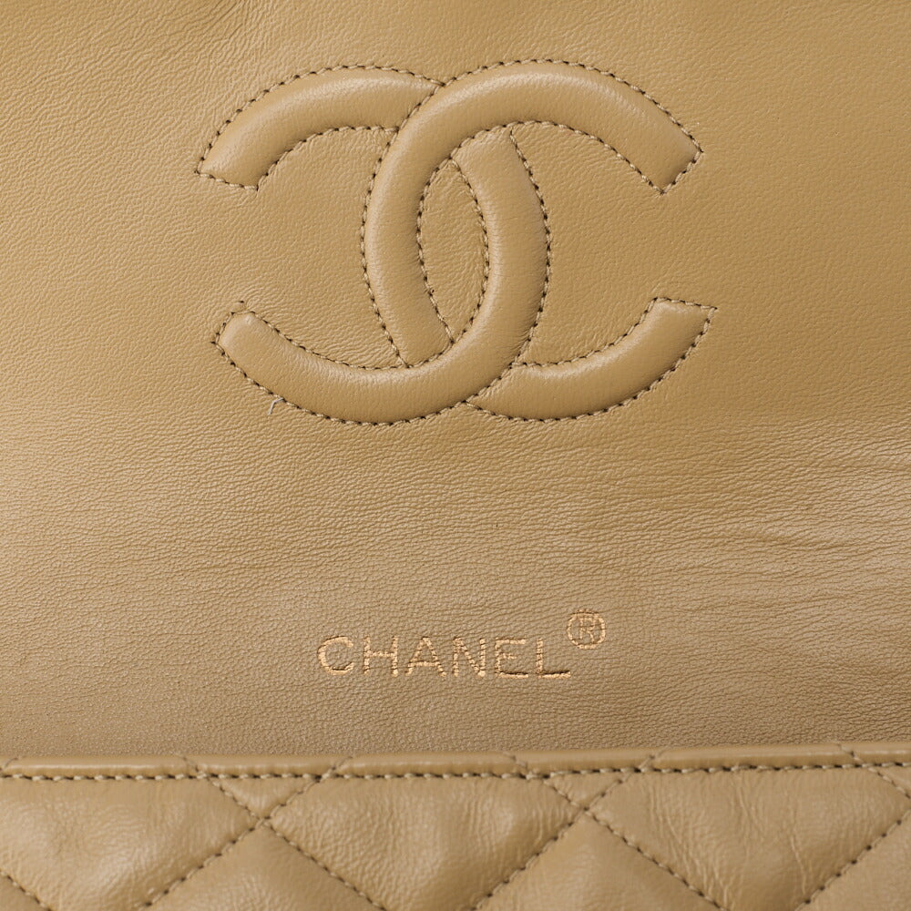 CHANEL Matelasse Big Coco Push Lock Chain Shoulder Bag Lambskin Beige Gold-Tone Hardware, Pre-Owned