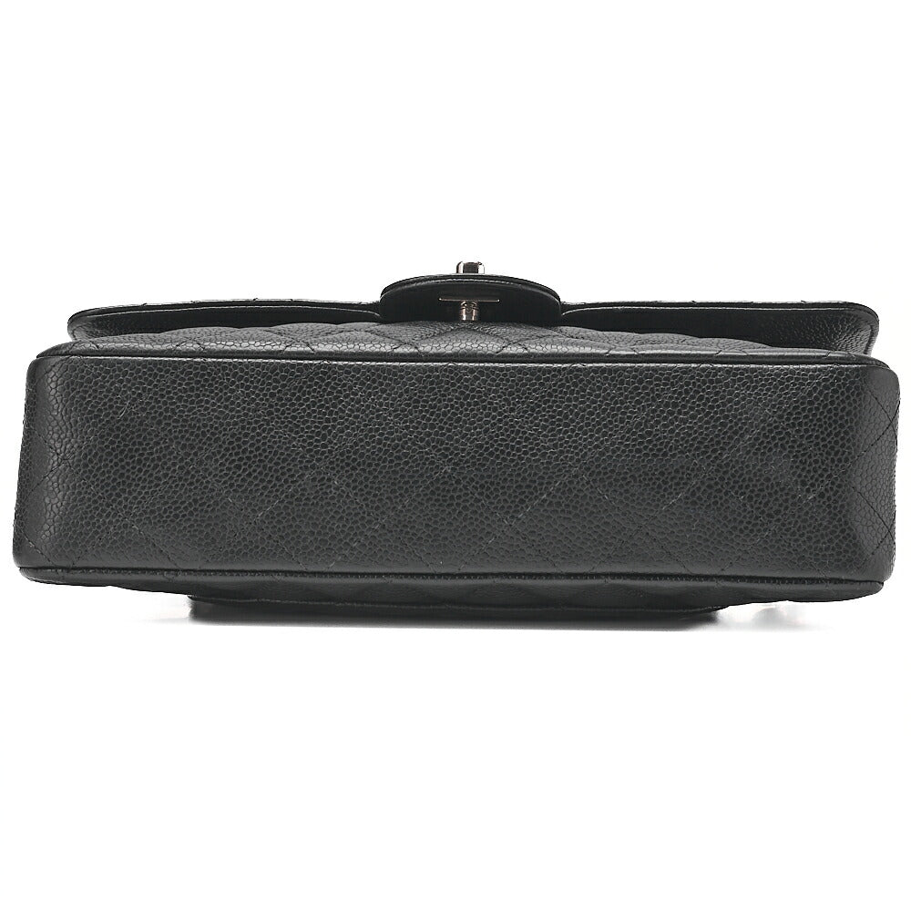 CHANEL Matelasse Turnlock Double Flap 25 Chain Shoulder Bag Caviar Skin Black Silver-Tone Hardware, Pre-Owned