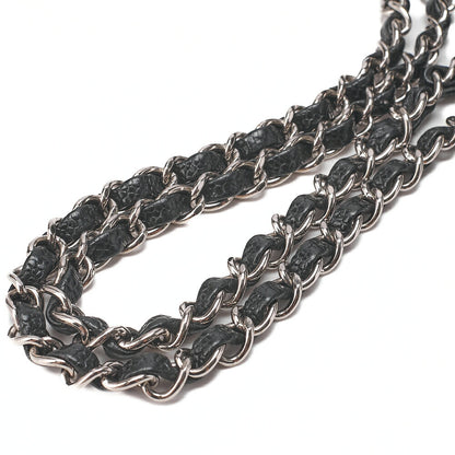 CHANEL Matelasse Turnlock Double Flap 25 Chain Shoulder Bag Caviar Skin Black Silver-Tone Hardware, Pre-Owned