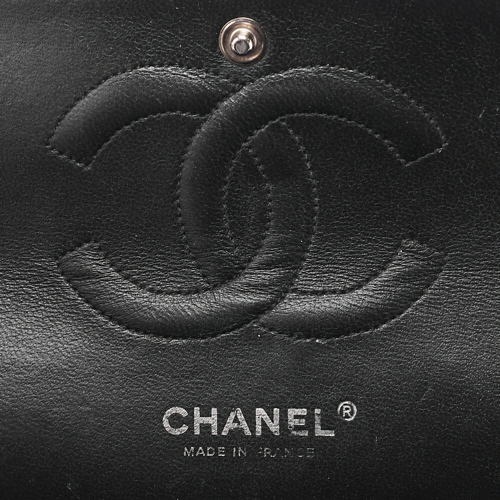 CHANEL Matelasse Turnlock Double Flap 25 Chain Shoulder Bag Caviar Skin Black Silver-Tone Hardware, Pre-Owned