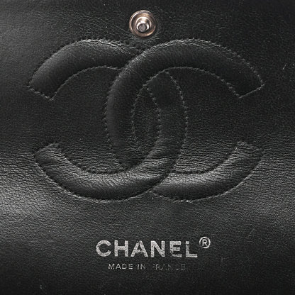 CHANEL Matelasse Turnlock Double Flap 25 Chain Shoulder Bag Caviar Skin Black Silver-Tone Hardware, Pre-Owned