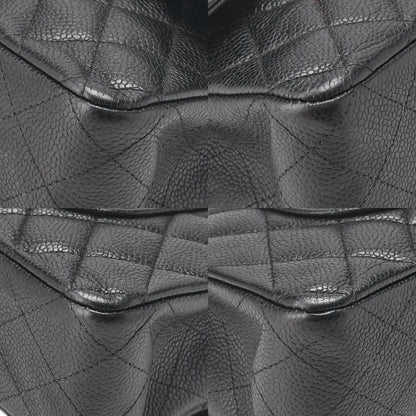 CHANEL Matelasse Turnlock Double Flap 25 Chain Shoulder Bag Caviar Skin Black Silver-Tone Hardware, Pre-Owned