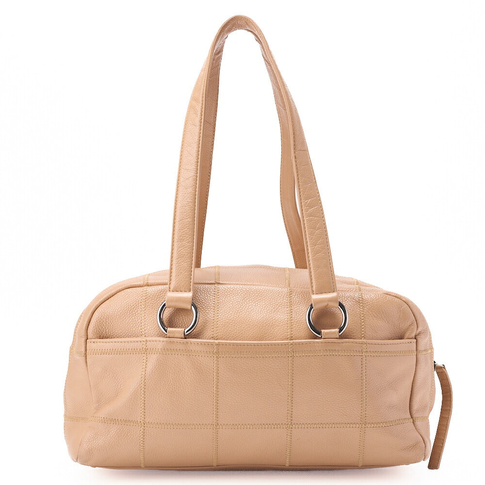 CHANEL Chanel Tote Bag Chocolate Bar Logo Caviar Skin Beige Silver-Tone Hardware, Pre-Owned