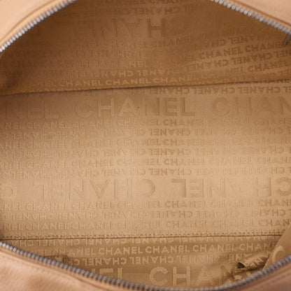 CHANEL Chanel Tote Bag Chocolate Bar Logo Caviar Skin Beige Silver-Tone Hardware, Pre-Owned