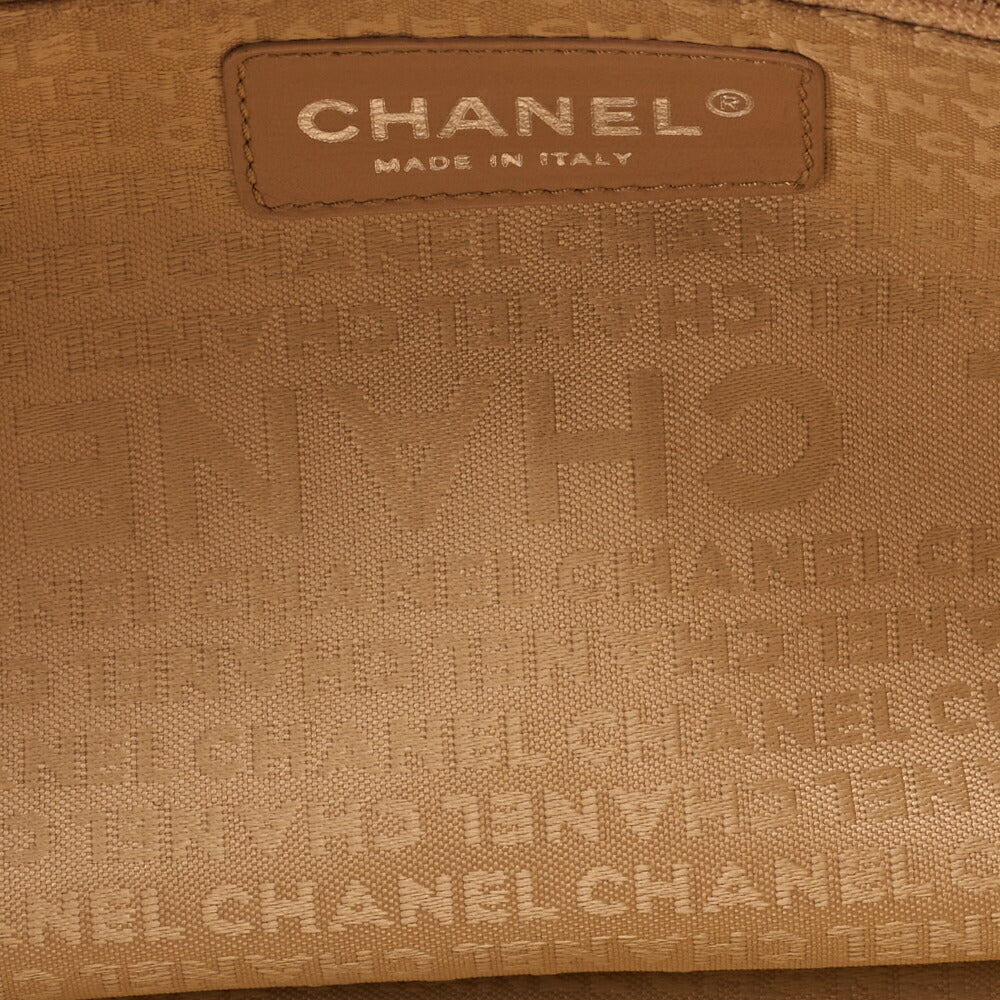 CHANEL Chanel Tote Bag Chocolate Bar Logo Caviar Skin Beige Silver-Tone Hardware, Pre-Owned