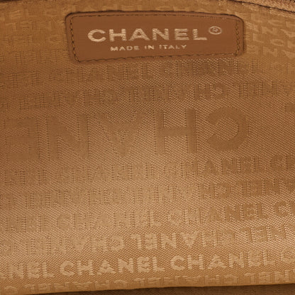 CHANEL Chanel Tote Bag Chocolate Bar Logo Caviar Skin Beige Silver-Tone Hardware, Pre-Owned
