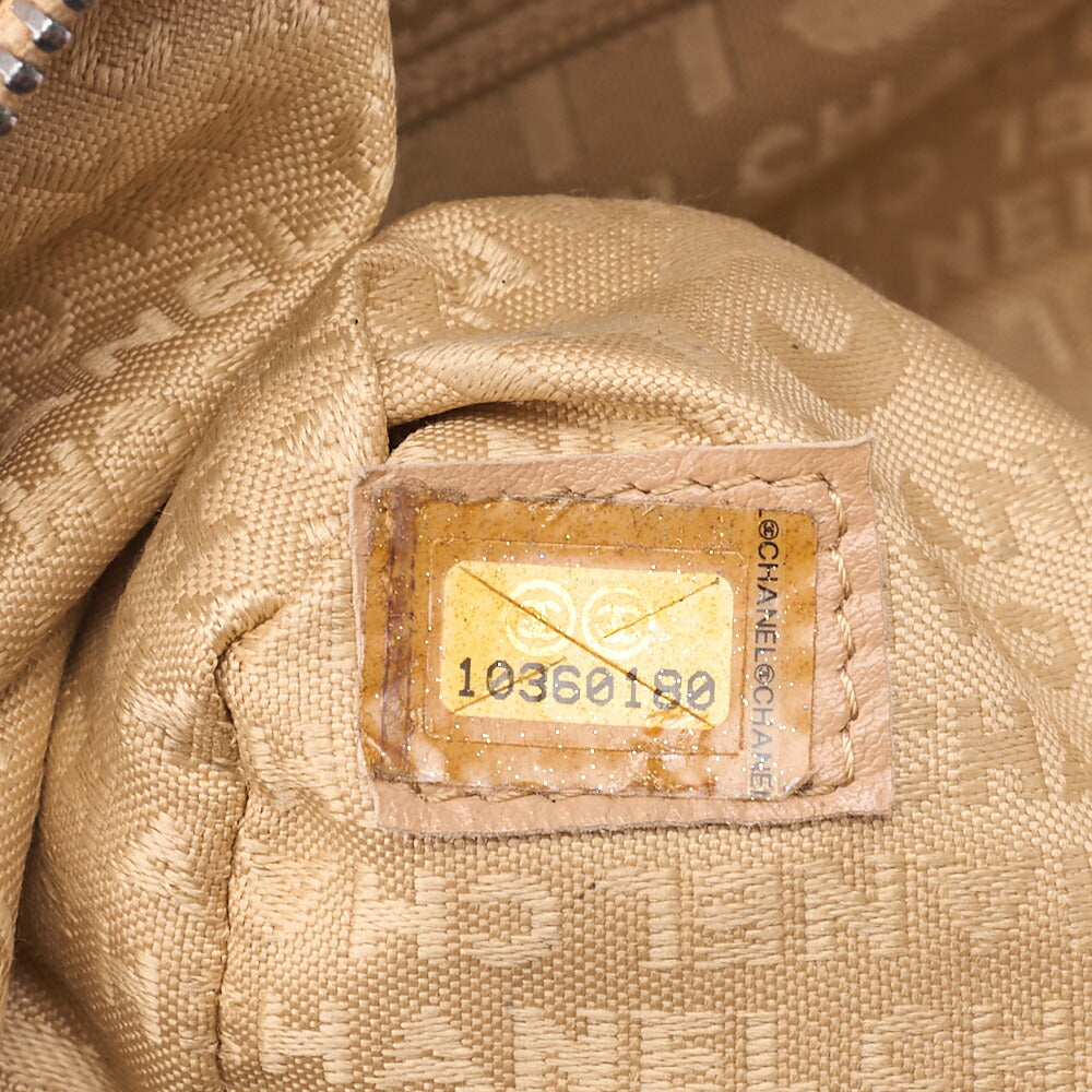 CHANEL Chanel Tote Bag Chocolate Bar Logo Caviar Skin Beige Silver-Tone Hardware, Pre-Owned