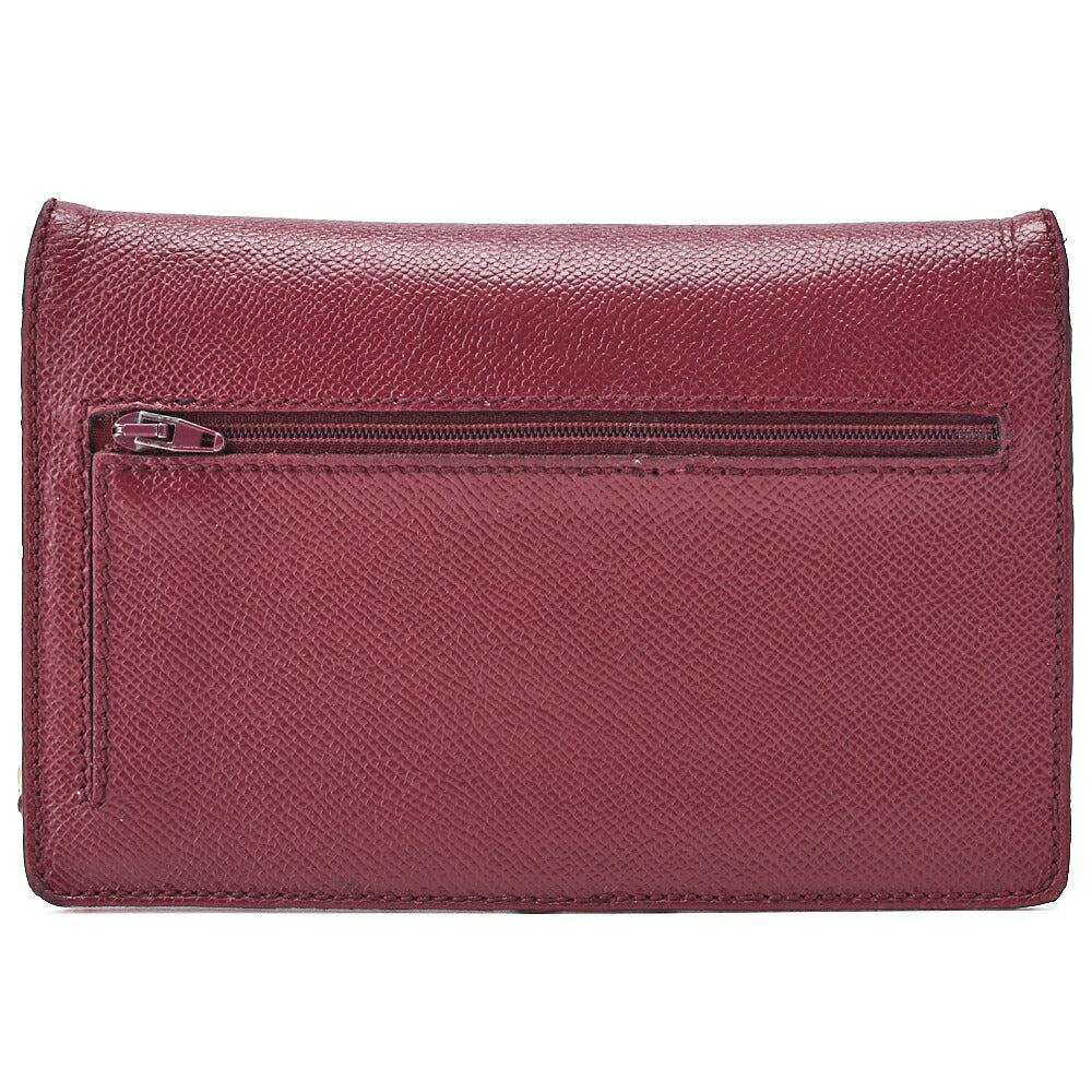 CHANEL Chain Wallet Caviar Skin Push Lock Coco Mark Red Gold-Tone Hardware, Pre-Owned