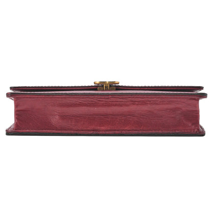 CHANEL Chain Wallet Caviar Skin Push Lock Coco Mark Red Gold-Tone Hardware, Pre-Owned